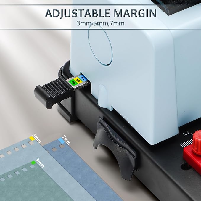 OFFNOVA Wire Binding Machine, 34 - Square Punch Holes, 3:1 Pitch, Punch 12 Sheets Bind 120 Sheets, Book Binder with Adjustable Side Margin, Easy to Punch for Letter Size / A4 / A5