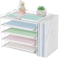 AUPSEN Desk Organizers and Accessories, 5-Tier Desktop Paper File Organizer with Removable File Holder, Desk Accessories & Workspace Organization for Home Office Supplies (White)