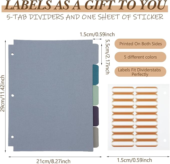 2 Pcs 3 Ring 1 Inch Linen Binder Organizer for 8.5" x 11" Letter Sized Paper Clipboard Binders with Pockets, Tab Dividers, Labels Stickers for School Office Supplies