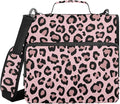 Leopard Pink Pattern 3 Ring Zipper Binder with Shoulder Strap & Handle 1.5 Inch D-Ring Zippered Bag with Pencil Pouch,Multiple Pocket & Expanding File Folder, Binder Organizer for School or Office