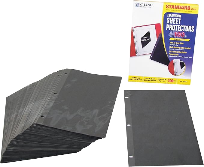C-Line Traditional Standard Weight Poly Sheet Protectors, Clear, 8.5 x 11 Inches, 100 per Box (03213) (Pack of 10)
