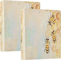 Bees Honeycomb Hive 3 Ring Binder with 2 Interior Pockets 1.5 inch Binders 3 Ring Heavy Duty Fit 8.5" x 11" Letter Size for Office School, 2 Pack