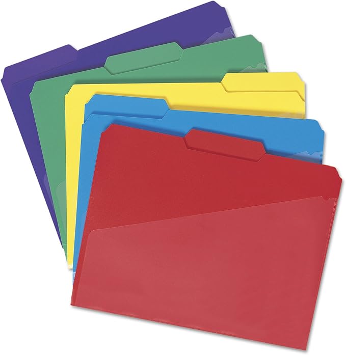 Smead Poly File Folders with Pockets, Folders for Documents, 1/3-Cut Tabs, File Folders Letter Size, Office Supplies, School Supplies, Set of 30