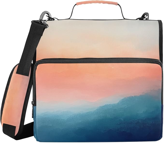 Ombre Smoky Mountains Zipper Binder with Shoulder Strap Trapper Keeper 3 Ring Binder Organizer Large Capacity Multiple Compartments for School Office