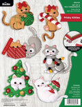 Bucilla Felt Applique 6 Piece Ornament Making Kit, Frisky Kitties, Perfect for Holiday DIY Arts and Crafts, 89643E