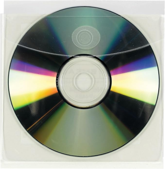 Smead Self-Adhesive Poly Pocket, CD/DVD Size, Resealable Security Flap, Clear, 10 per Pack (68144)