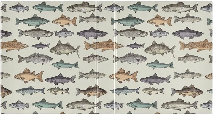 Aslsiy 3 Ring Binder 1.5 Inch Fish Vintage Color Round Clipboard Binder White Decorative Harcover Binders Organizer for Office Supplies