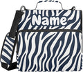 Custom Blue White Zebra Print 3 Ring Binder Bag 1.5 inch Personalized Name Binder Organizer 500 Sheet Documents Storage for School Office