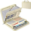 ENGPOW Accordion File Organizer,Fireproof Expanding File Folder with Multi Pockets,13 Pockets Document Organizer Bag with Handle & Labels,Portable Home Travel Safe Storage for Letter A4 Files,Beige