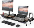 Fenge 42.5-Inch Monitor Stand Riser with Laptop, Phone & Headphone Holders | 10° Adjustable Laptop Holder, 2-Tier Storage, Dual Monitor or Monitor-Laptop Setup, Ideal for Multitasking, Gaming, Streaming