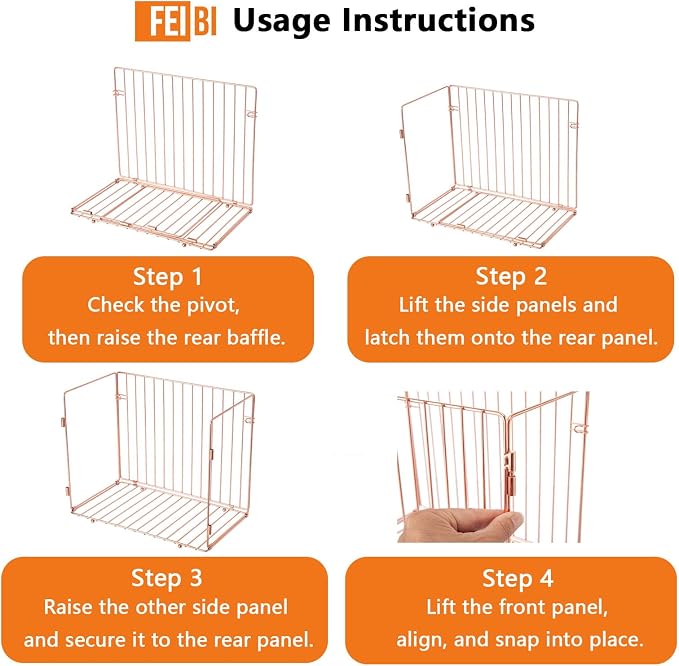 Foldable Rose Gold Hanging File Folder Organizer for Letter Size Files