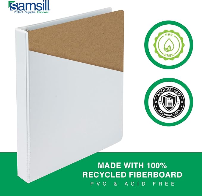 Samsill 2 Inch 3 Ring Binders, Economy Round Ring, Clear View Cover, 425 Sheet Capacity - for School, Home, Office - White, 4 Pack