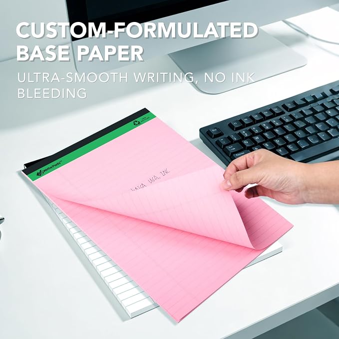 KAISA Colored Legal Pads - 5"x8" Narrow Ruled, 50 Sheets/Pad (8 Pads), Recycled Paper Writing Pad with Sturdy Back, Small Size for Easy Organization and Portability, KSU-6887