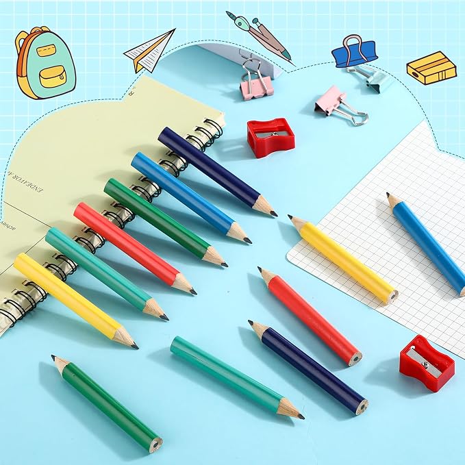 Spakon 96 Pcs Triangle Short Fat Pencils for Kid Bulk Back to School Gift