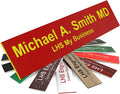 Door Name Plate Personalized for Office Red Plastic Name Plate with Yellow Letters - Made in USA 2x10 B22