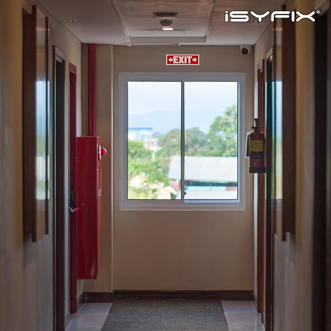 iSYFIX Exit Signs - 2 Pack 12x4 Inch Directional Right & Left Arrow Signs, 40 mil Polystyrene Plastic, UV Laminated, Scratch & Fade Resistant, Waterproof - Ideal for Office, Theater, School, Business