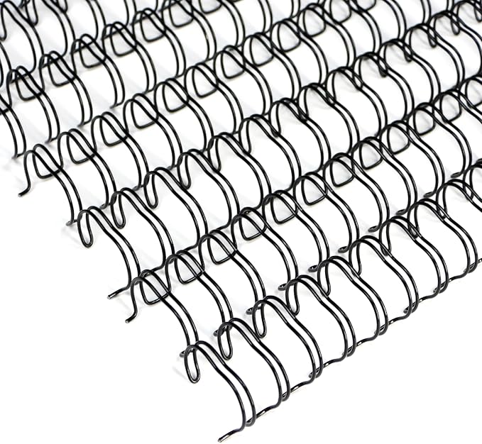 Rayson WR21127BK Wire Binding Spines, 2:1 Pitch Double Loop Binding Wires 1/2 Inch, 21-Loop Wire Ring Pack of 100 with Black