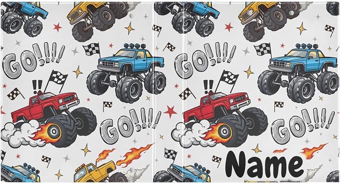 Custom 3 Ring Binder Truck Racing Car Flag 1.5" Round Ring Binders Personalized Name View Binder with 200 Sheet for Kids School Supplies Women Men Office, 1 Pack