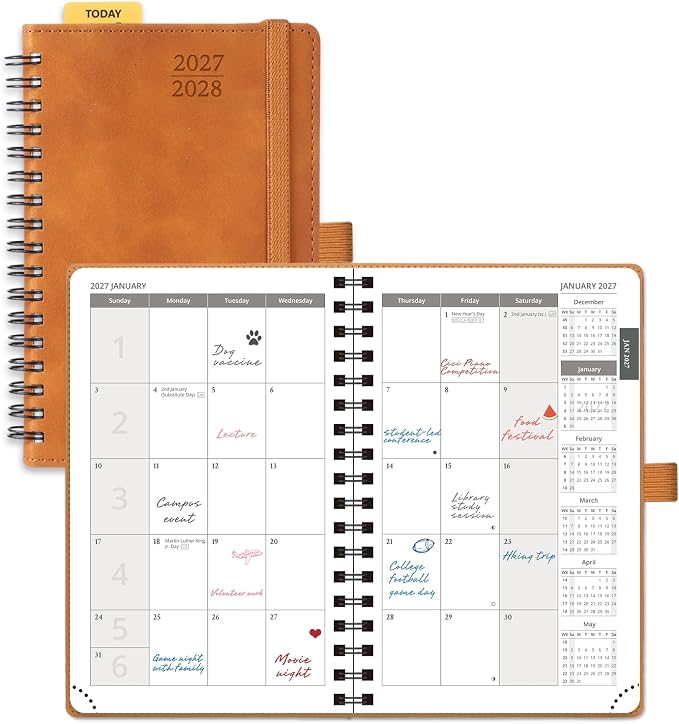 POPRUN Monthly Planner 2027-2028 (Jan.27-Jun.28),4.5"x6.25" Pocket Calendar