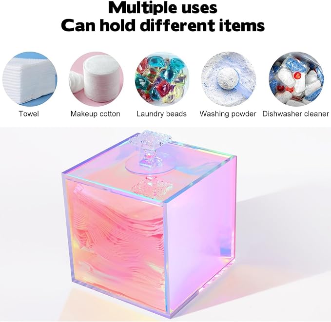KissYou Acrylic Box Clear Square Cube with Hinged Lids Transparent Display Storage Box Coffee Pod Holder Organizers Accessories
