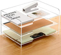 SANRUI Acrylic Paper Organizer Letter Tray for Desk, 3 Tier Enlarged File Sorter,Clear File Holder Desktop Shelf Document Storage for School Office Home