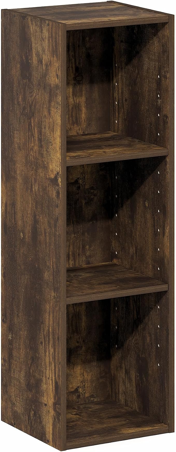 Furinno Fulda Book Shelf, 3-Tier Narrow Bookshelf, Bookcase with 10-in Width Storage Shelf, 9.3 x 9.8 x 31.5, for Living Room, Bedroom, Home Office, Amber Pine