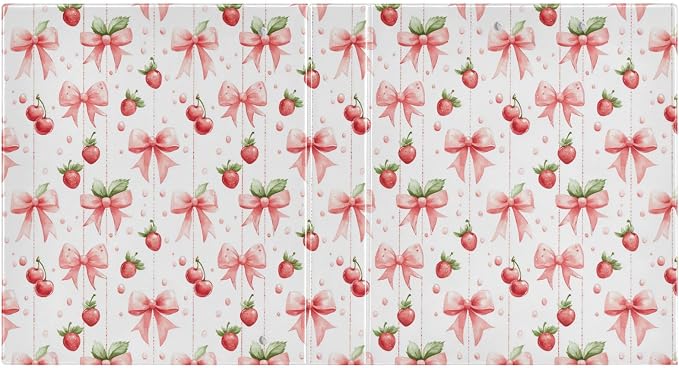 Cute Bows Strawberries 3 Ring Binder, 1.5 Inch Round Ring Binders Clipboard Work Binders Organizer with Pockets Holds 200 Sheets for School Office 1 Pack