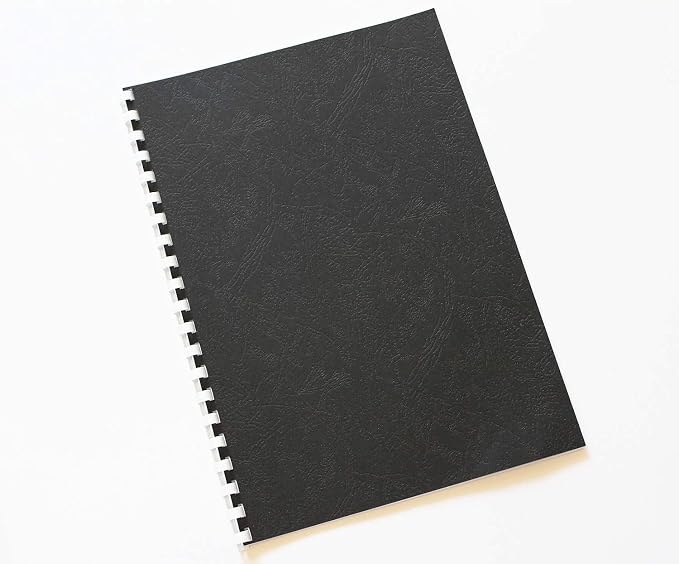 HOUYEE 100 Pack 12 Mil Paper Binding Covers, 90 lb Leather Texture, Black | Binding Presentation Covers, 8.5x11 Inches, Letter Size, Un-Punched, for Office School