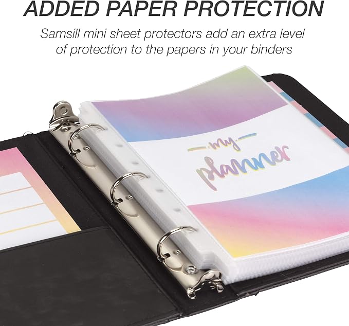 Samsill Vintage Leather Mini 3 Ring Binder 1 Inch Round Ring (Holds 200 Sheets), 5.5 x 8.5 Inch Documents, Professional Organizer, Planner, Notebook, Black