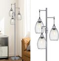 Torondo Dimmable Industrial Floor Lamps for Living Room, Gray Tree Standing Tall Lamps with 3 Elegant Teardrop Cage Head & 800 Lumens LED Bulbs for Bedroom Office