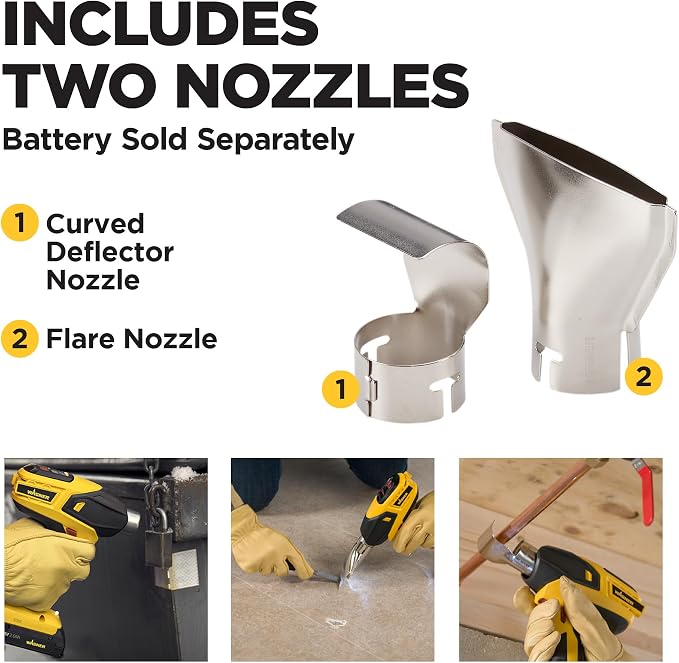 Wagner Spraytech FURNO 550 18V Cordless Heat Gun, Bare Tool | Variable-temperature 18V cordless heat gun, 550°F to 1000°F, includes two nozzles; battery and charger are sold separately.