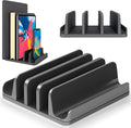 5- Slot Vertical Laptop Stand - Aluminum Laptop Stand Vertical for Desk - Fits MacBook Pro/Air, Surface, Mobiles & Gaming Laptops up to 17.3" - Heavy Duty Laptop Holder for Desk - (Black)