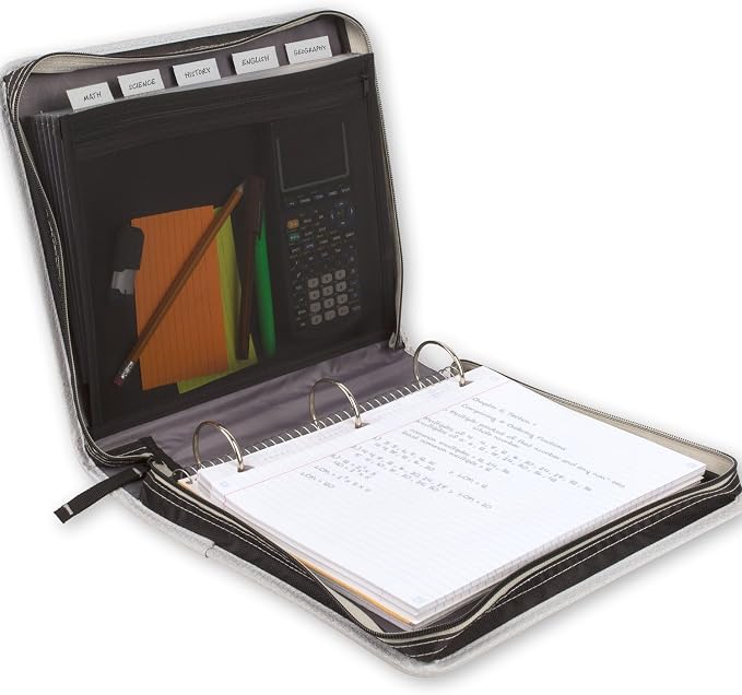 Five Star Zipper Binder, 2 Inch 3-Ring Binder with Round Rings, Expansion Panel and 5-Tab Expanding File, 580 Sheet Capacity, Black (29052IT8)