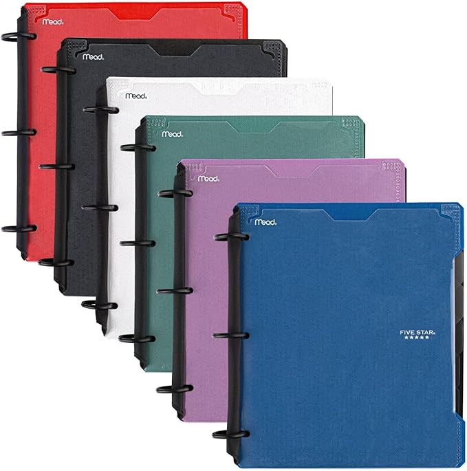 Five Star Flex Hybrid NoteBinder, 1 Inch Binder with Tabs, Notebook and 3-Ring Binder All-in-One, Assorted Colors, Color Will Vary (29326) (Pack of 2)