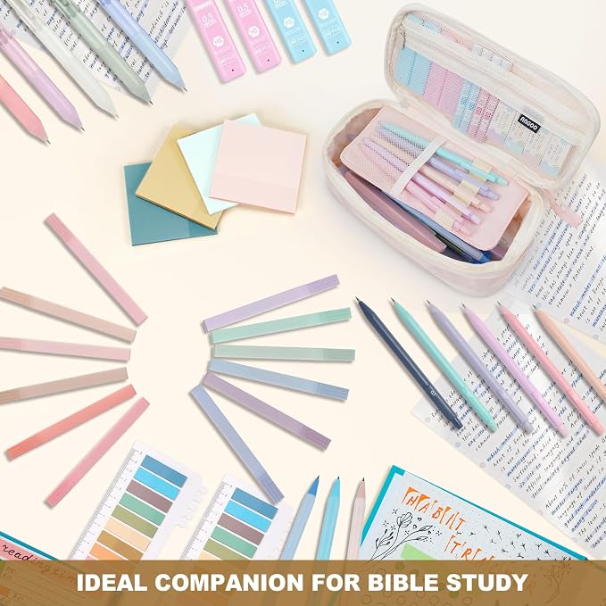 58 PCS Aesthetic School Supplies with Cute Pencil Case,12 Pastel Highlighters, 5 Gel Pens Black Ink，9 Mechanical Pencils for，Student Stationary，CollegeEssentials Gifts (pink)