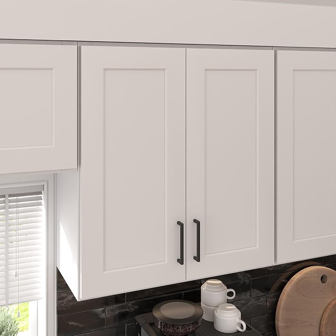 Furinno Shaker 3-Tier Wall Kitchen Cabinet, 2-Door, White | 12 D x 27 W x 30 H, Adjustable Hinges, Soft-Close Shaker-Style Door, Ready to Assemble, Plywood, for Pantry, Dining Room