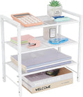 Desktop Shelf Organizer, 3-Tier Office Storage Rack, Adjustable Metal Bookshelf for Top of Desk, White Desk Organizer for Office, Home, Dorm and Small Spaces (White)