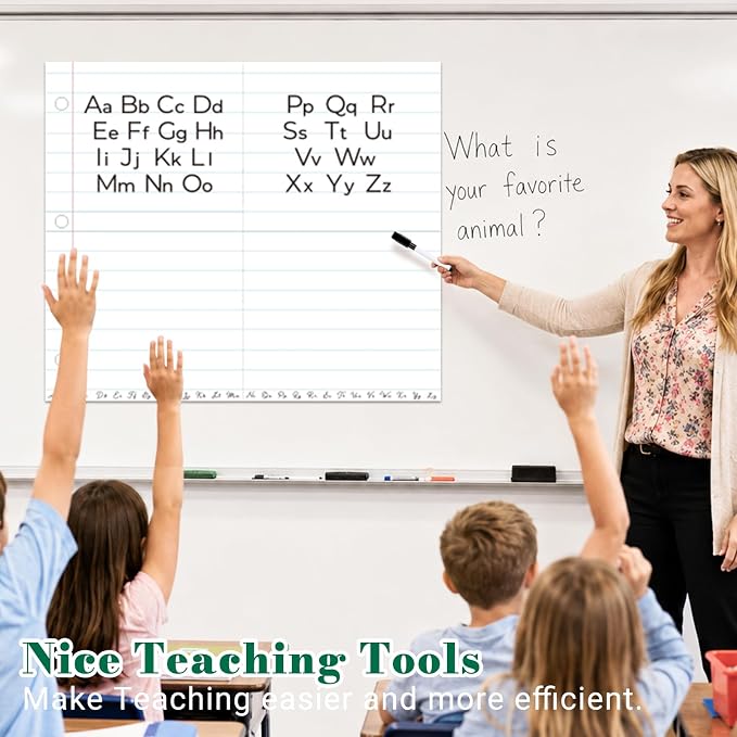 Giant Magnetic Notebook Paper for Classroom, 24 x 28 in Dry Erase Magnetic Lined Paper for Whiteboard, Reusable Magnetic Handwriting Paper for Teachers, Homeschool & Elementary School Supplies