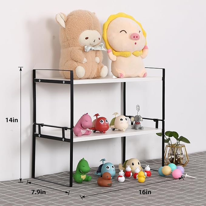 YGYQZ Desk Shelf Organizer, 2-Tier Desktop Bookshelf, Black & White | Detachable Design, 2-Tier Storage, Multi-Use Desktop Shelf, Compact Organization, Ideal for Office, Dorm & Home