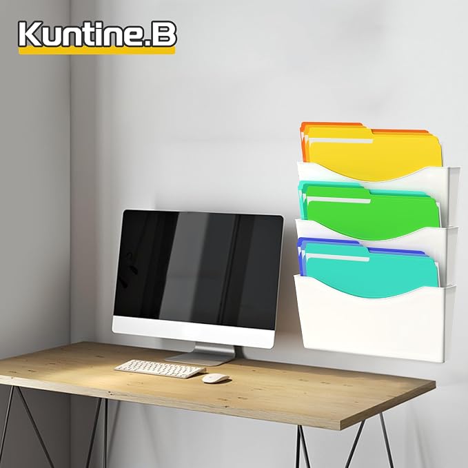 Kuntine.B 6 Pack White Single Pocket File Holder Hanging Wall Organizer, Wall Mount Mails Magazines Organizer for Office and Home