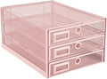 Annova Desk Organizer Wire Mesh 3 Tier Sliding Drawers Paper Sorter/Multifunctional/Premium Solid Construction for Letters, Documents, Mail, Files, Paper, Kids' Art Supplies (Light Pink)