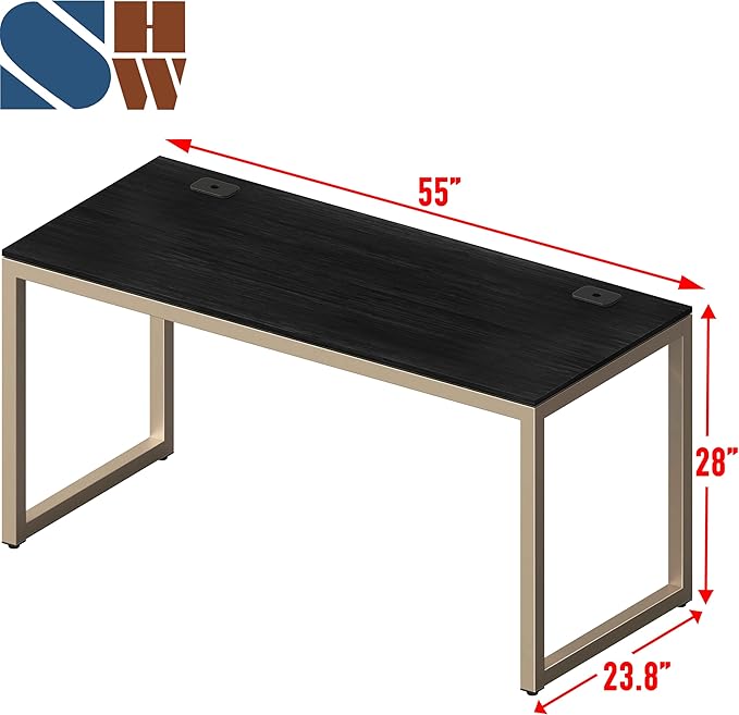 SHW 55-Inch Commercial-Grade Office Computer Desk, Espresso | 10-Year Limited Warranty