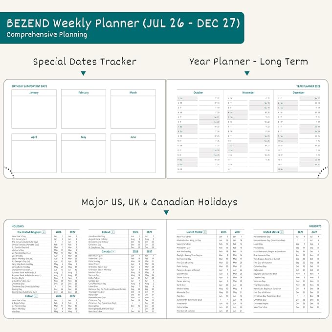 BEZEND Planner 2026 2027 Weekly and Monthly, Daily Calendar Book (9"x5.5")