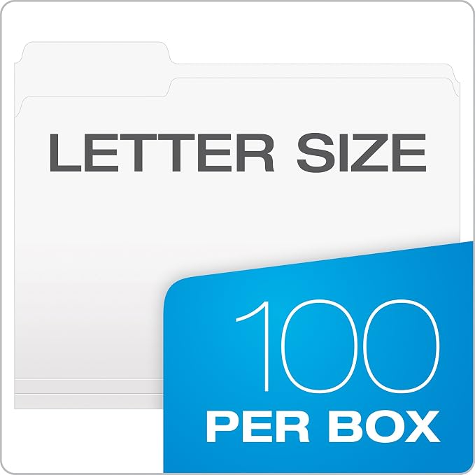 Pendaflex Two-Tone Color File Folders, Letter Size, White, 1/3 Cut, 100 per box (152 1/3 WHI)