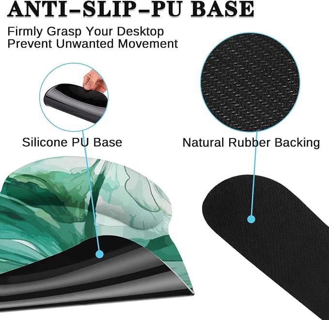 Keyboard Mouse Pad Set, 4 in 1 Desk Mat Set, Colorful Floral | Large Mousepad+Keyboard Wrist Rest+Mouse Wrist Rest+Coaster Ergonomic Design for Home Office Computer