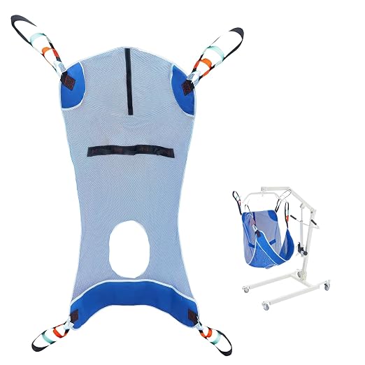 VEVOR Full Body Patient Lift Sling & Commode Opening, Patient Lift Medical Sling for Safe Bathing, Toileting, Polyester Patient Aid Commode Sling for Elderly, Disabled, Bedridden, 600LBS (Large Size)