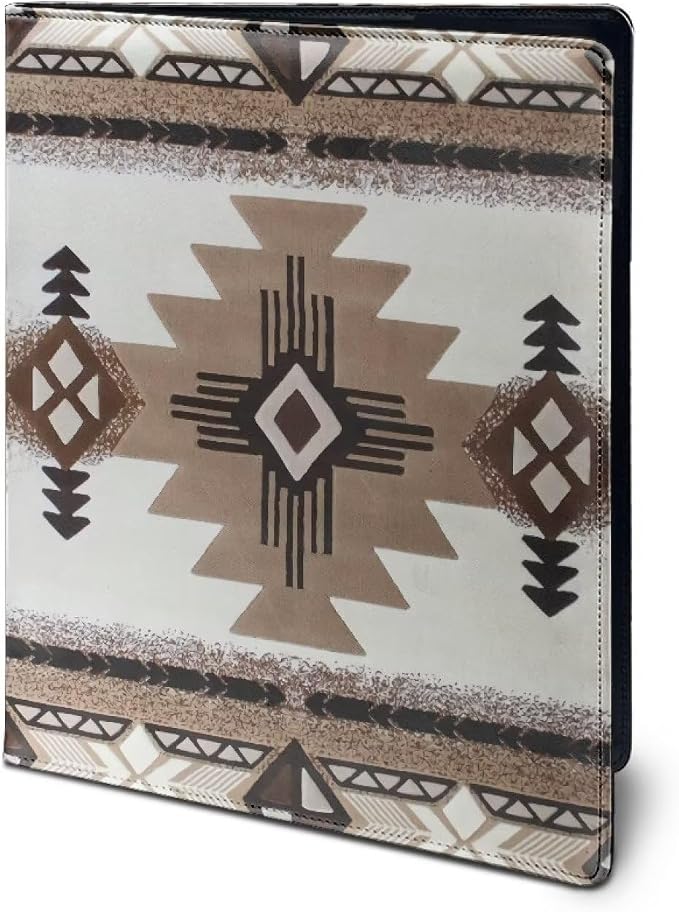 Dreaweet Aztec Portfolio Binder Leather Padfolio Organizer,Native American Tribal Navajo Print Resume Portfolio Folder Business Organizer Letter/A4 Size Writing Pad Work Folio for Men Women