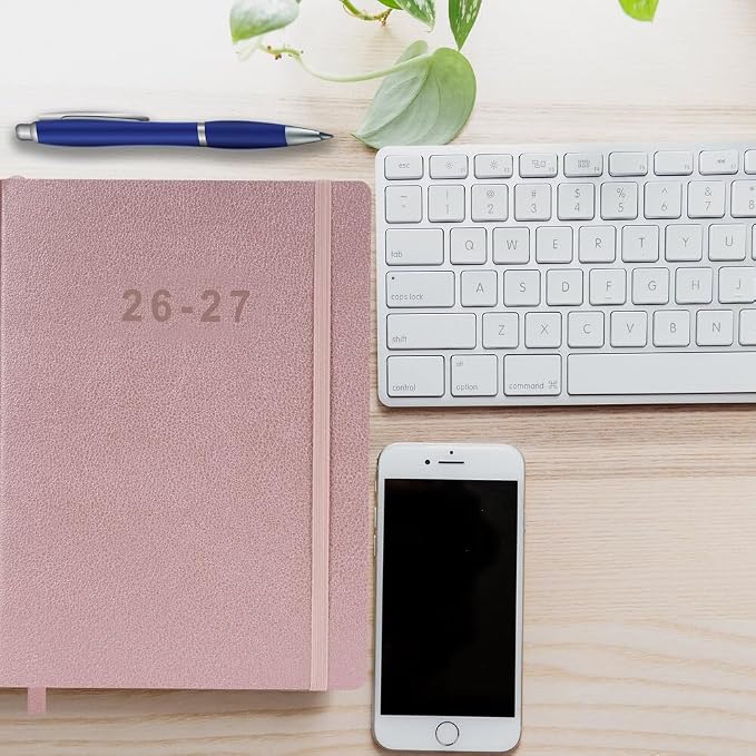 2026-2027 Planner - Weekly and Monthly Planner, Oct 2026 - Dec 2027, Vegan Leather Cover, Elastic Closure, 8.5"x11", Rose Gold