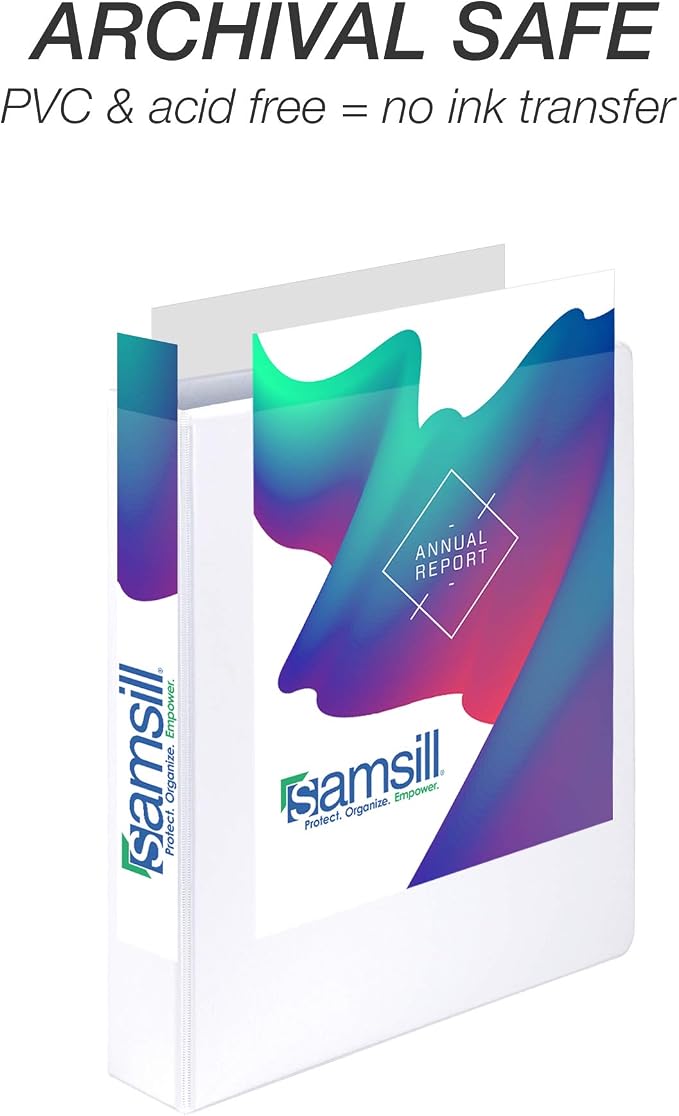 Samsill Durable 1.5 inch 3 Ring Binder, Made in USA, D Ring Binder, 100% Recycled Chipboard, White, Pallet of 480 Binders in 40 Cartons