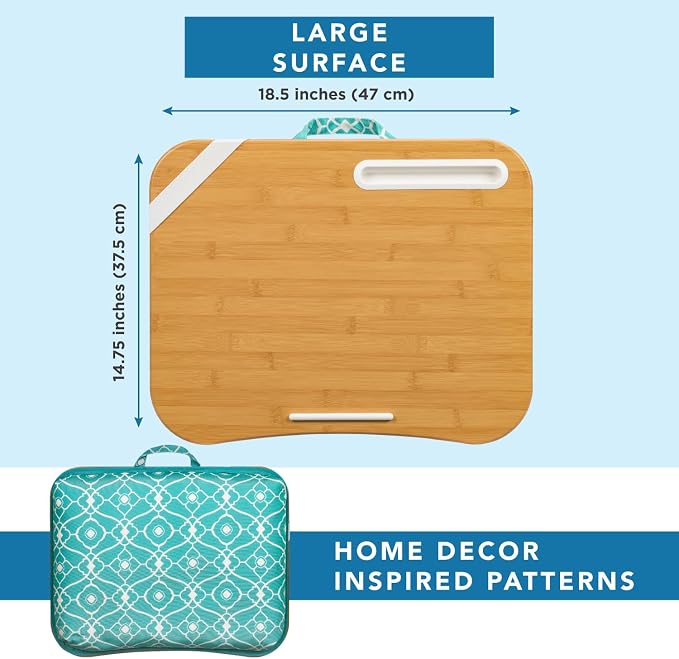 LAPGEAR XL Designer Lap Desk – Aqua Trellis, Fits 17.3” Laptops
